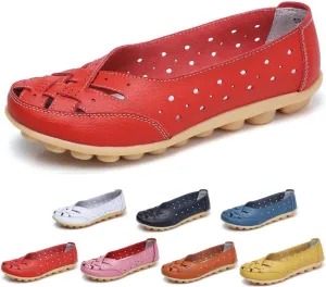 Orthopedic Loafers in Breathable Leather, Womens Casual Soft Leather Slip-on Flat Breathable Loafers，Women's Comfort Flat Orthopedic Sneakers