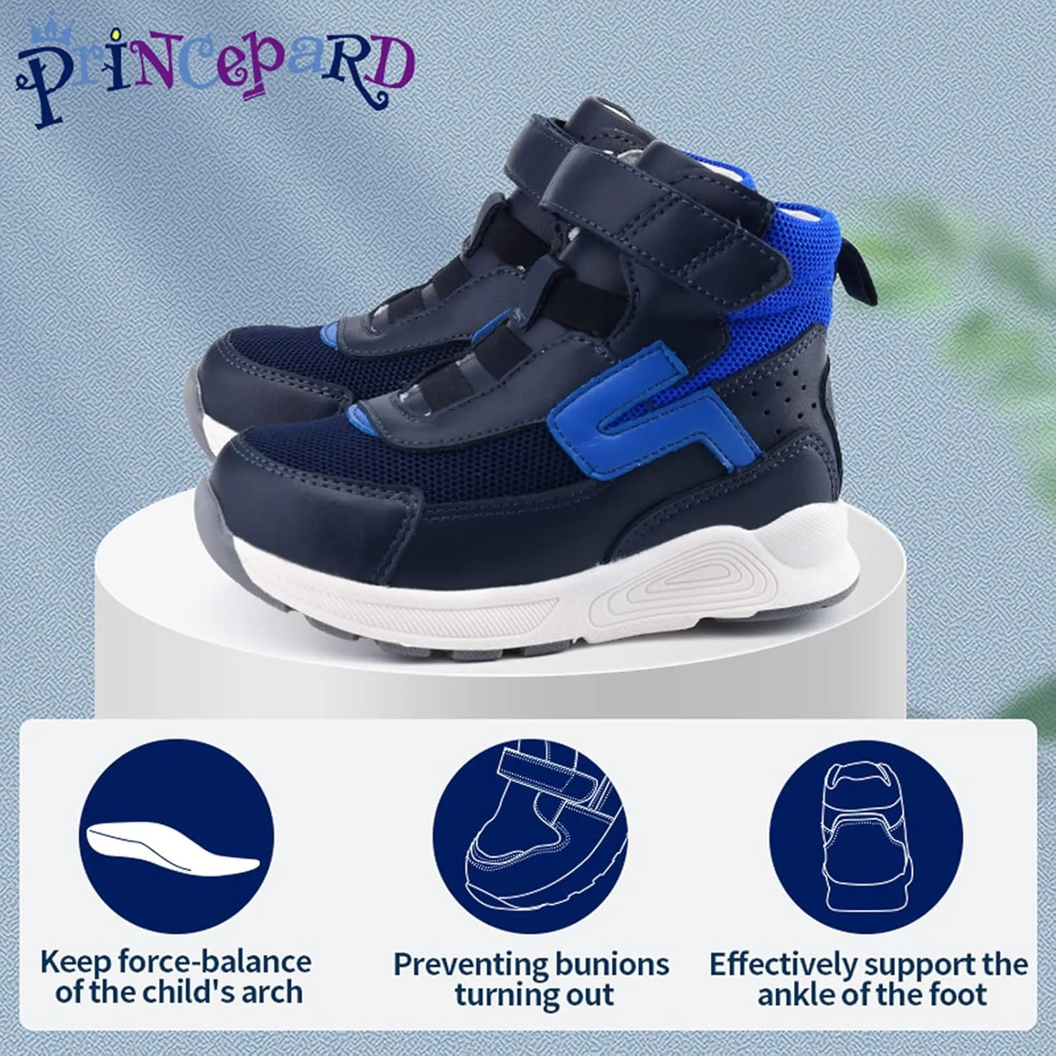 Orthopedic Shoes for Kids,High Top Corrective Sneakers with Arch & Ankle Support for Girls and Boys' Flat Foot,Anti-Slip Soles