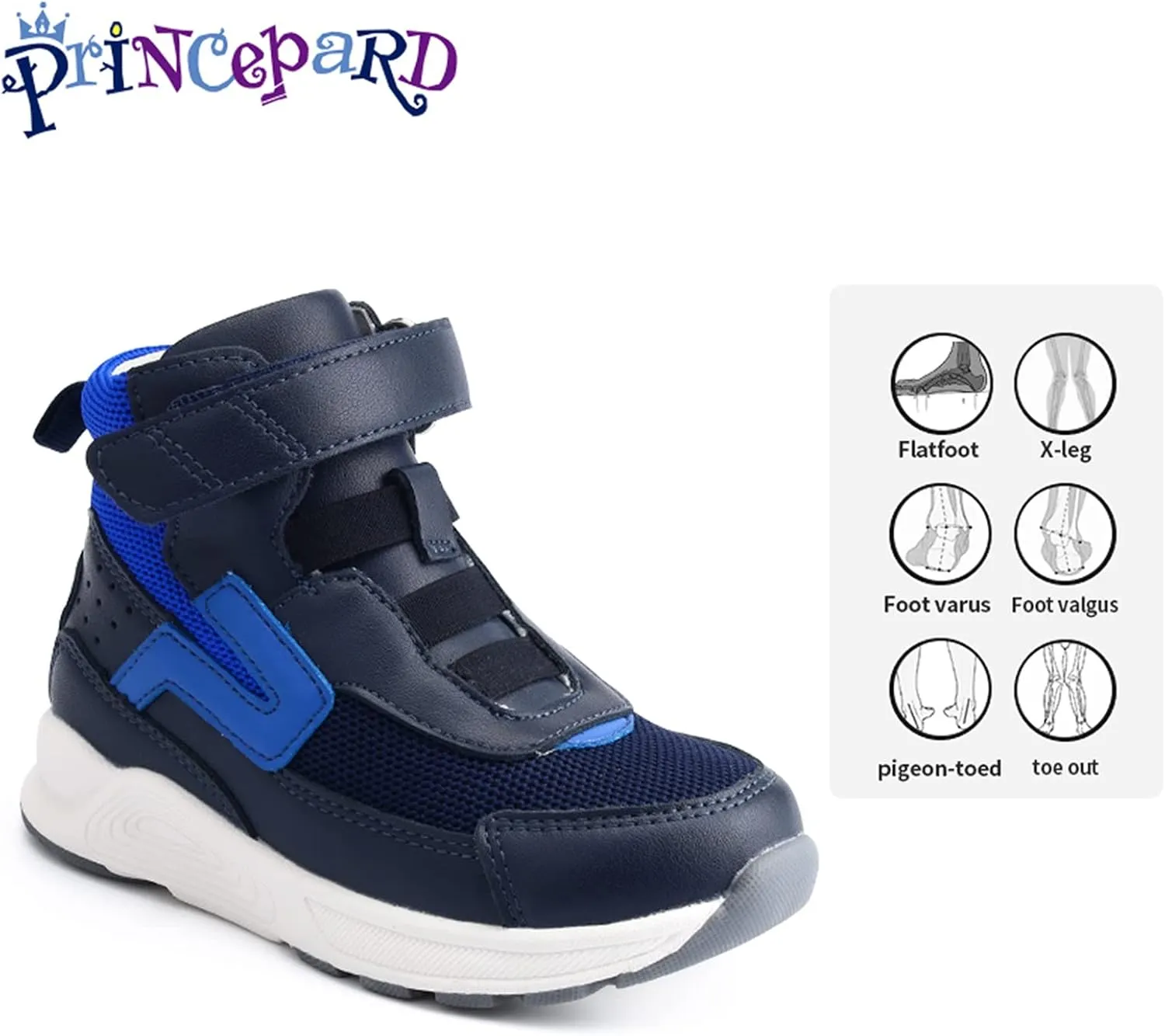 Orthopedic Shoes for Kids,High Top Corrective Sneakers with Arch & Ankle Support for Girls and Boys' Flat Foot,Anti-Slip Soles