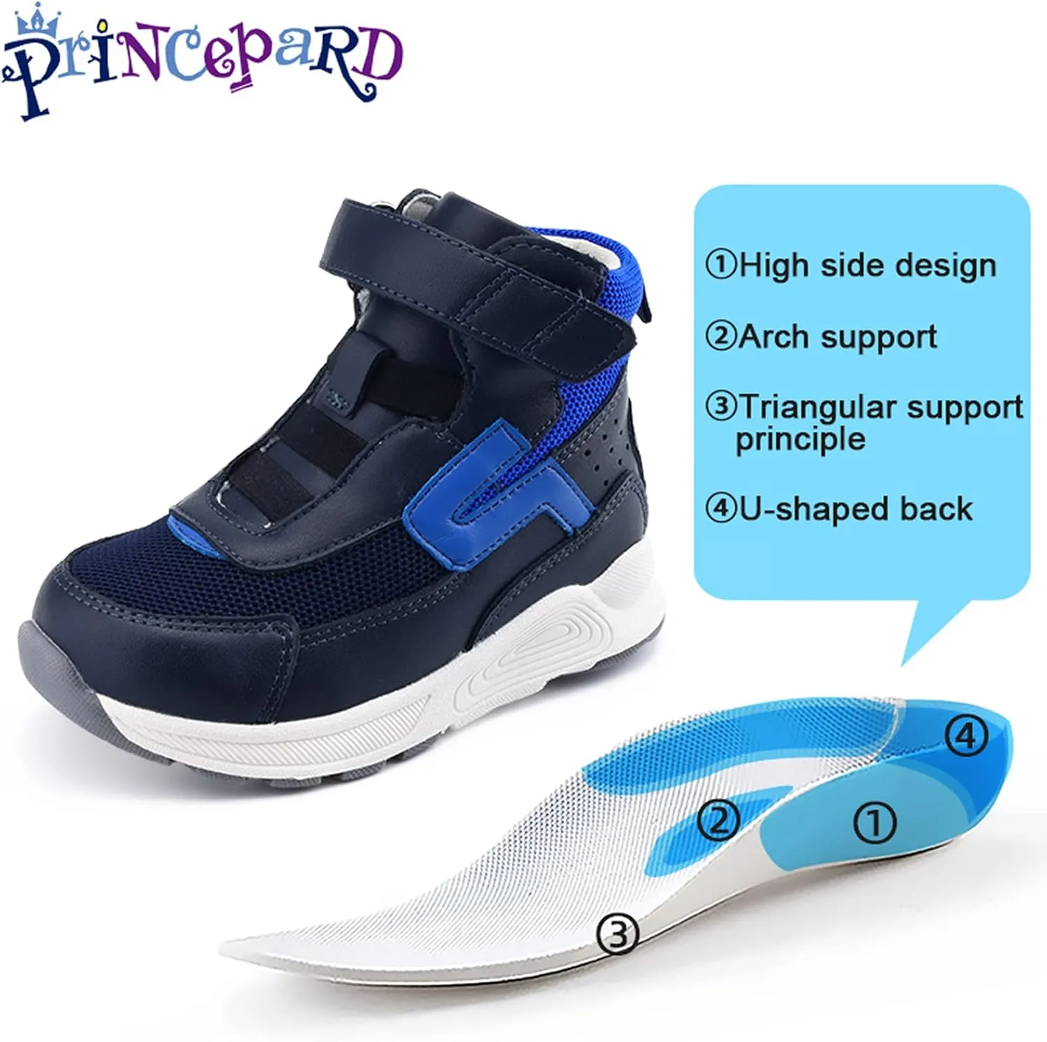Orthopedic Shoes for Kids,High Top Corrective Sneakers with Arch & Ankle Support for Girls and Boys' Flat Foot,Anti-Slip Soles