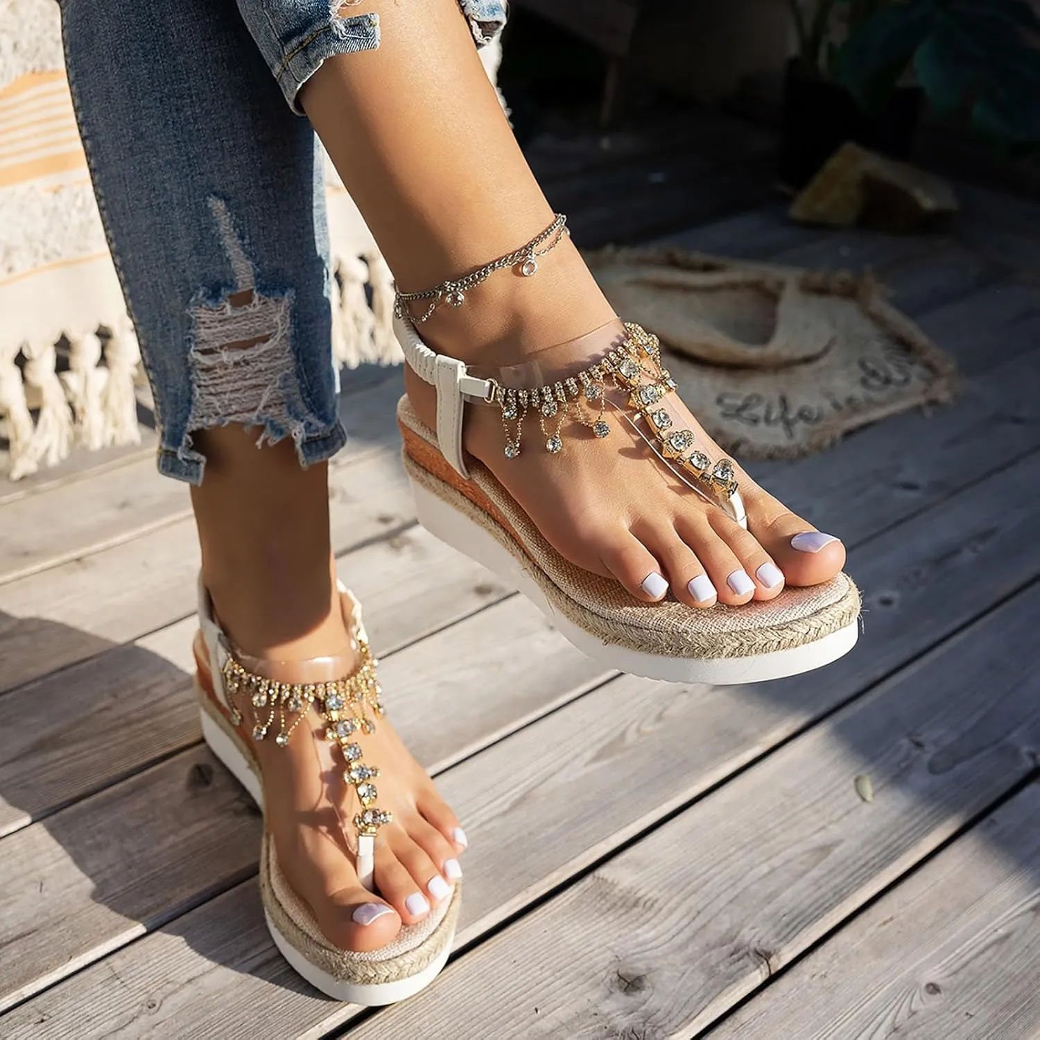 Orthopedic Wedge Sandals for Women Summer Dressy 2025 Womens Low Wedges Heels Sandal Shoes Wide Width Comfort Walking Non Slip Casual Beach Platform Sandals Ankle Elastic Bohemian Woven Sandals