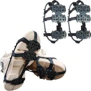 Outdoor 24-Tooth Reinforced Crampons Anti-Slip Shoe Covers Snow Claws Snow Mud Ice Grab Winter Hiking Shoes Spikes Chain