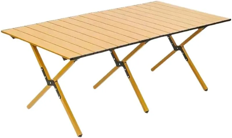 Outdoor Camping Table Folding Wood Grain Carbon Steel Egg Roll Portable Bea Table air Tourist Plate Table Camping,11 L