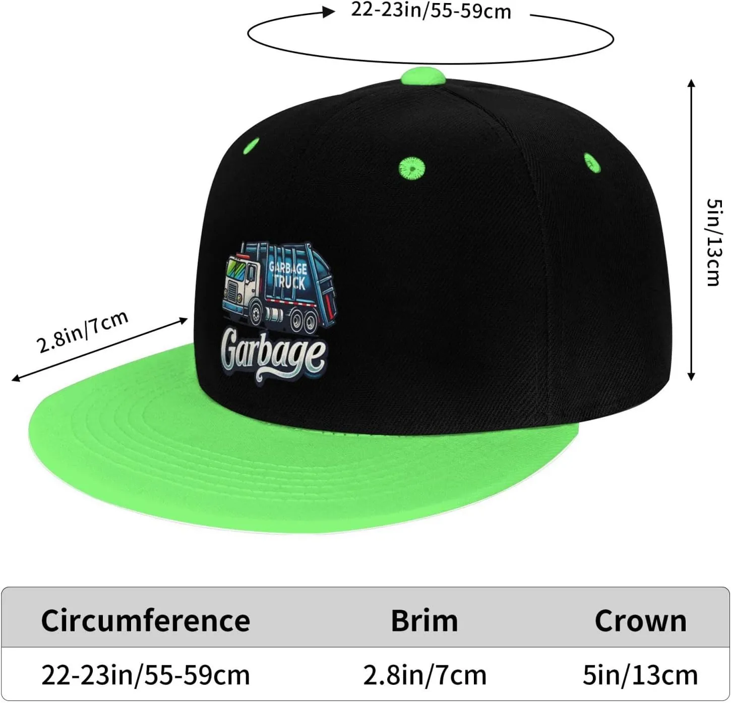Outdoors Adjustable Snapback Garbage Truck Trash Hat Flat Bill Baseball Cap