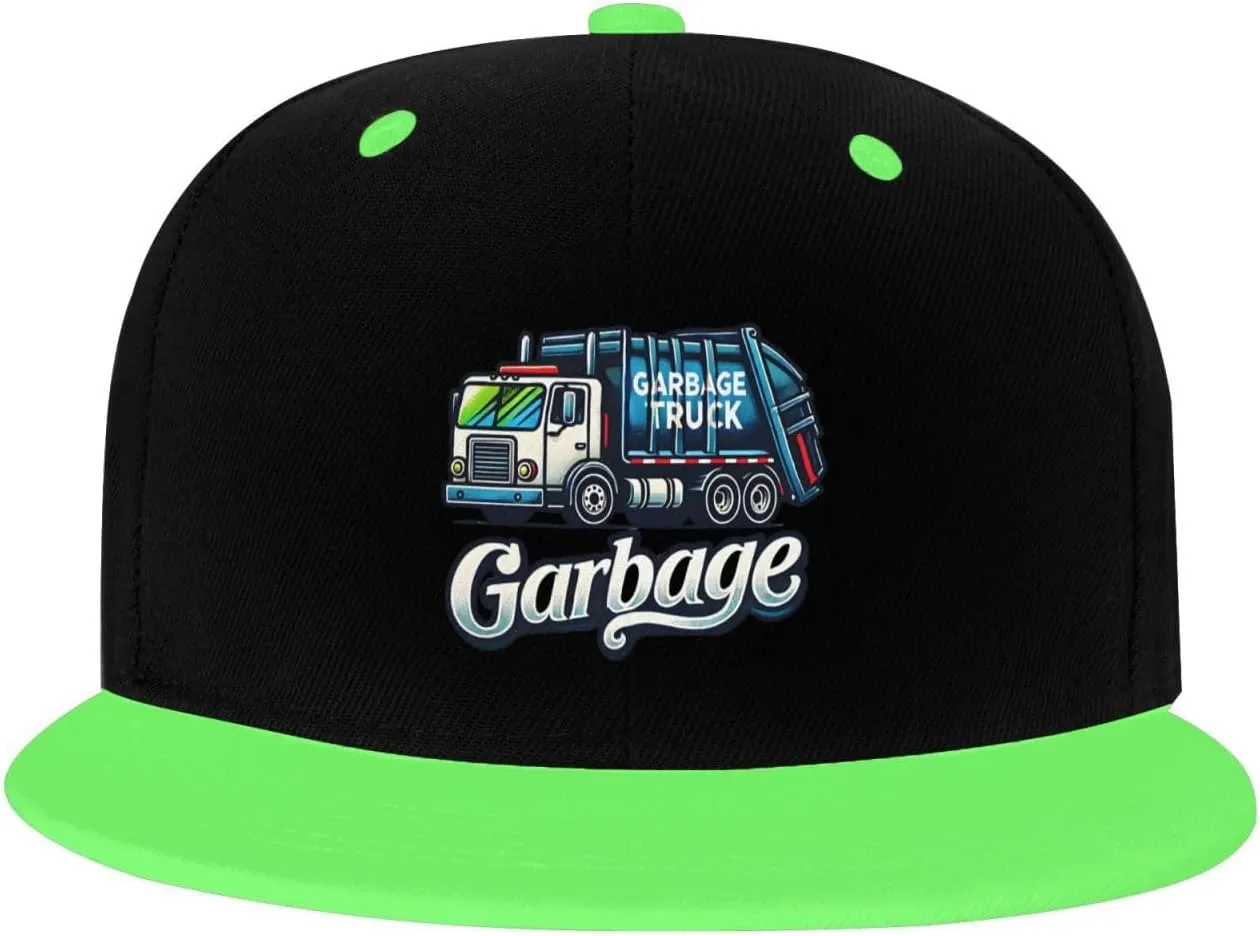 Outdoors Adjustable Snapback Garbage Truck Trash Hat Flat Bill Baseball Cap