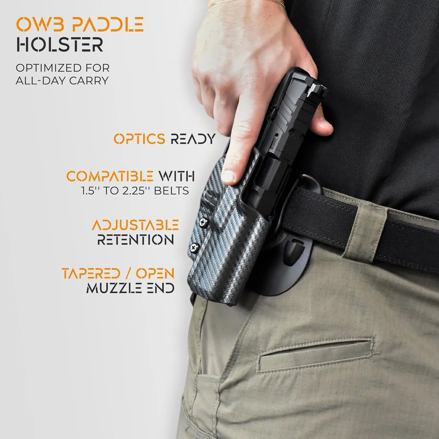 OWB Paddle Holster Fits Shadow Systems MR920 Outside The Waistband Carry Gun Holster Kydex American Made OWB with Paddle Attachment