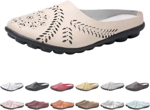 Owlkay Shoes for Women，Hollow Flats Slip-on Summer Slippers,Casual All Match Flats Slippers