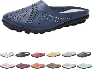 Owlkay Shoes for Women，Hollow Flats Slip-on Summer Slippers,Casual All Match Flats Slippers