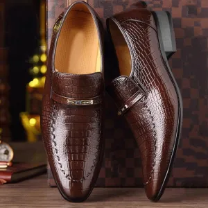 Oxford Dress Shoes for Mens Calfskin Leather Business Slip On Breathable Working Non Slip Block Heel Anti-Slip Shoe
