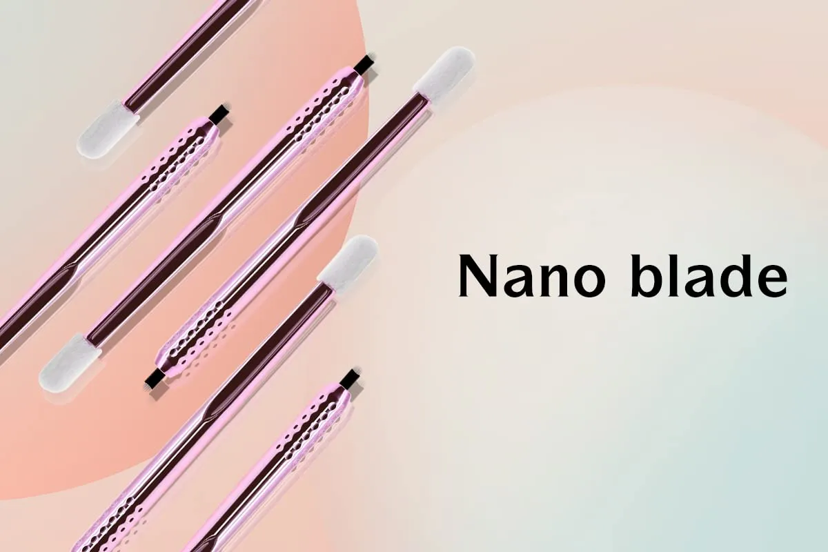 PACK OF 10 - Mellie Microblading Disposable Microblading Pen with Pigment Sponge Disposable Tool For Creating Eyebrows Microblading Supplies (Rainbow, U18 NANO .15mm)