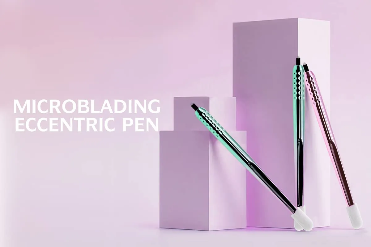 PACK OF 10 - Mellie Microblading Disposable Microblading Pen with Pigment Sponge Disposable Tool For Creating Eyebrows Microblading Supplies (Rainbow, U18 NANO .15mm)