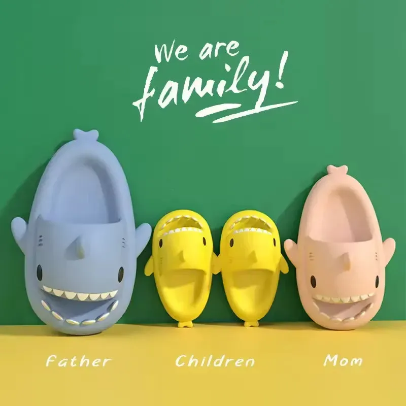 Parent-child Outdoor Slide EVA Soft Thickness Sole Shark Slipper For Kids