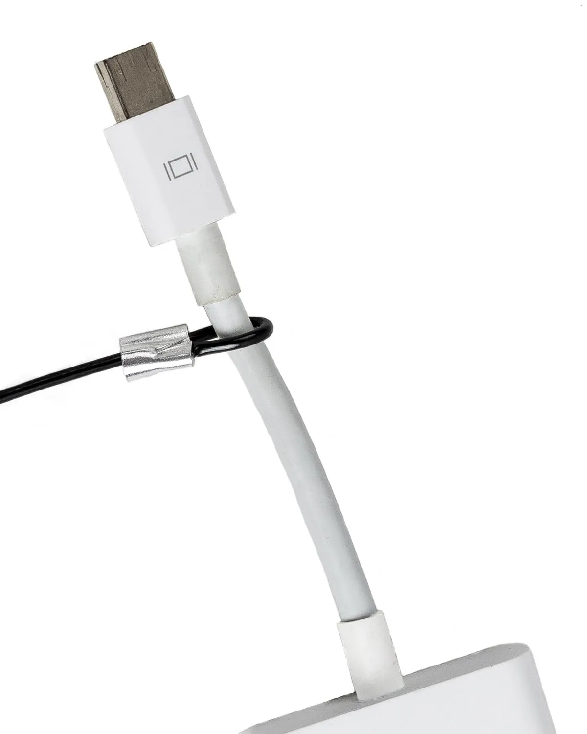 Patented Pre-Assembled Adapter Ties - Anti-Theft Cable Locks for Tools, Dongles, Tethers, Computer adapters. Steel Cable, Security Lock, Easy Installation