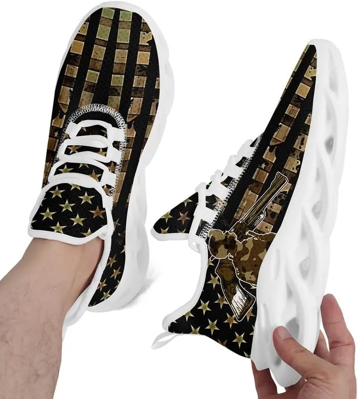 Patriotic Veterans Casual Sneaker American Flag Jogging Running Shoes Breathable Walking Flat Shoe for Men Women