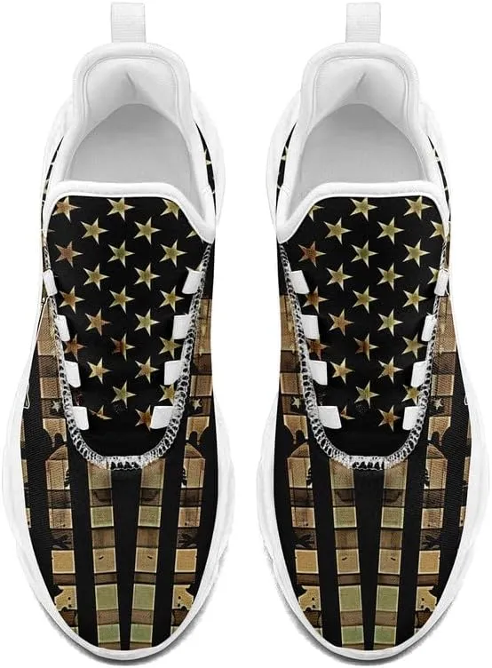Patriotic Veterans Casual Sneaker American Flag Jogging Running Shoes Breathable Walking Flat Shoe for Men Women