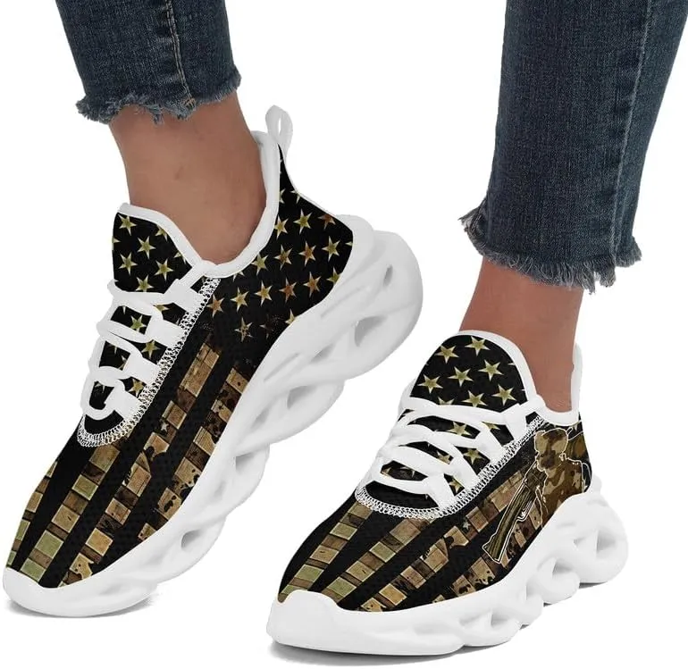 Patriotic Veterans Casual Sneaker American Flag Jogging Running Shoes Breathable Walking Flat Shoe for Men Women
