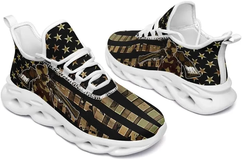 Patriotic Veterans Casual Sneaker American Flag Jogging Running Shoes Breathable Walking Flat Shoe for Men Women