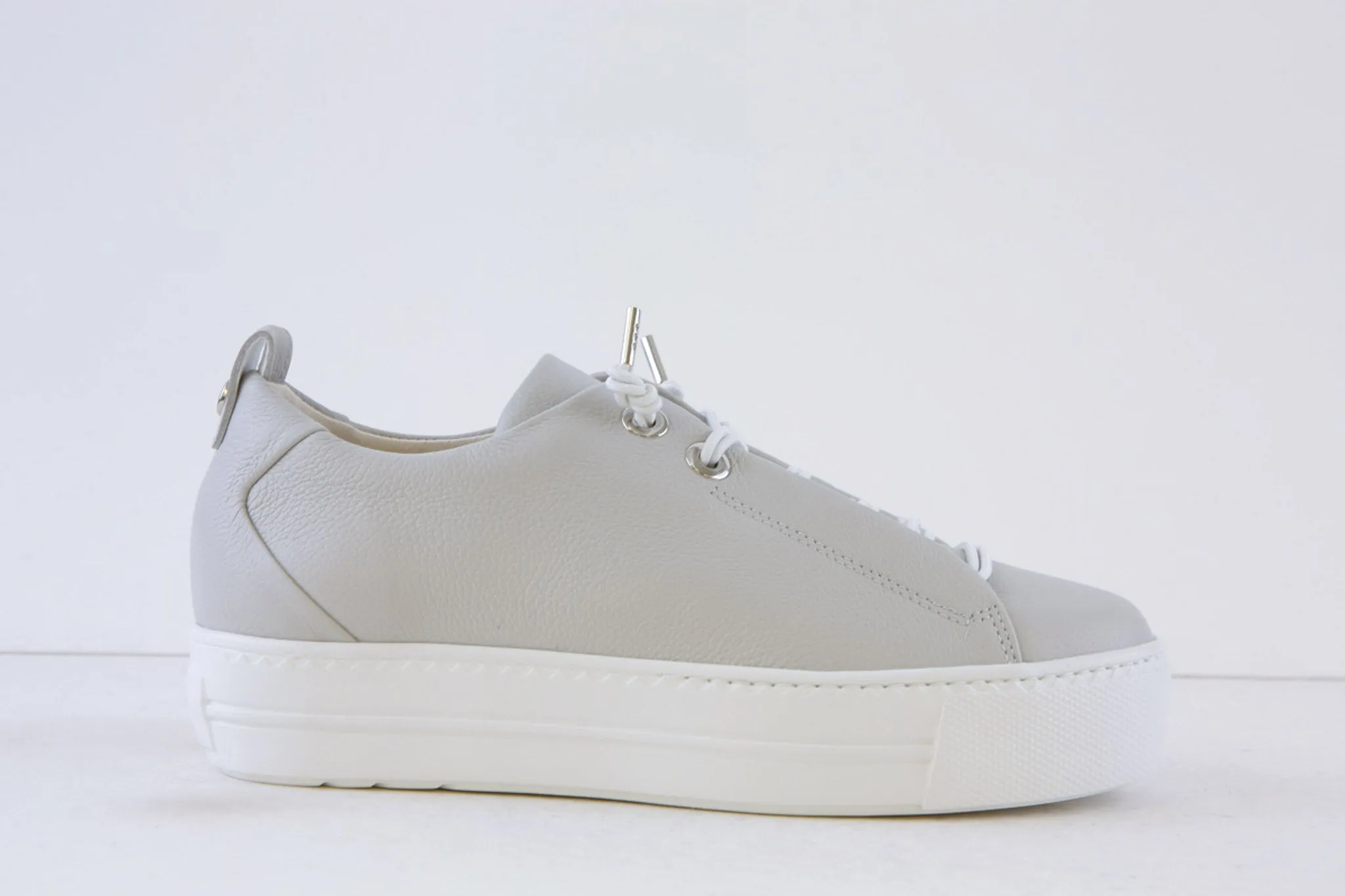 PAUL GREEN - 5017-36X LACED WEDGE FASHION SHOE - LIGHT GREY