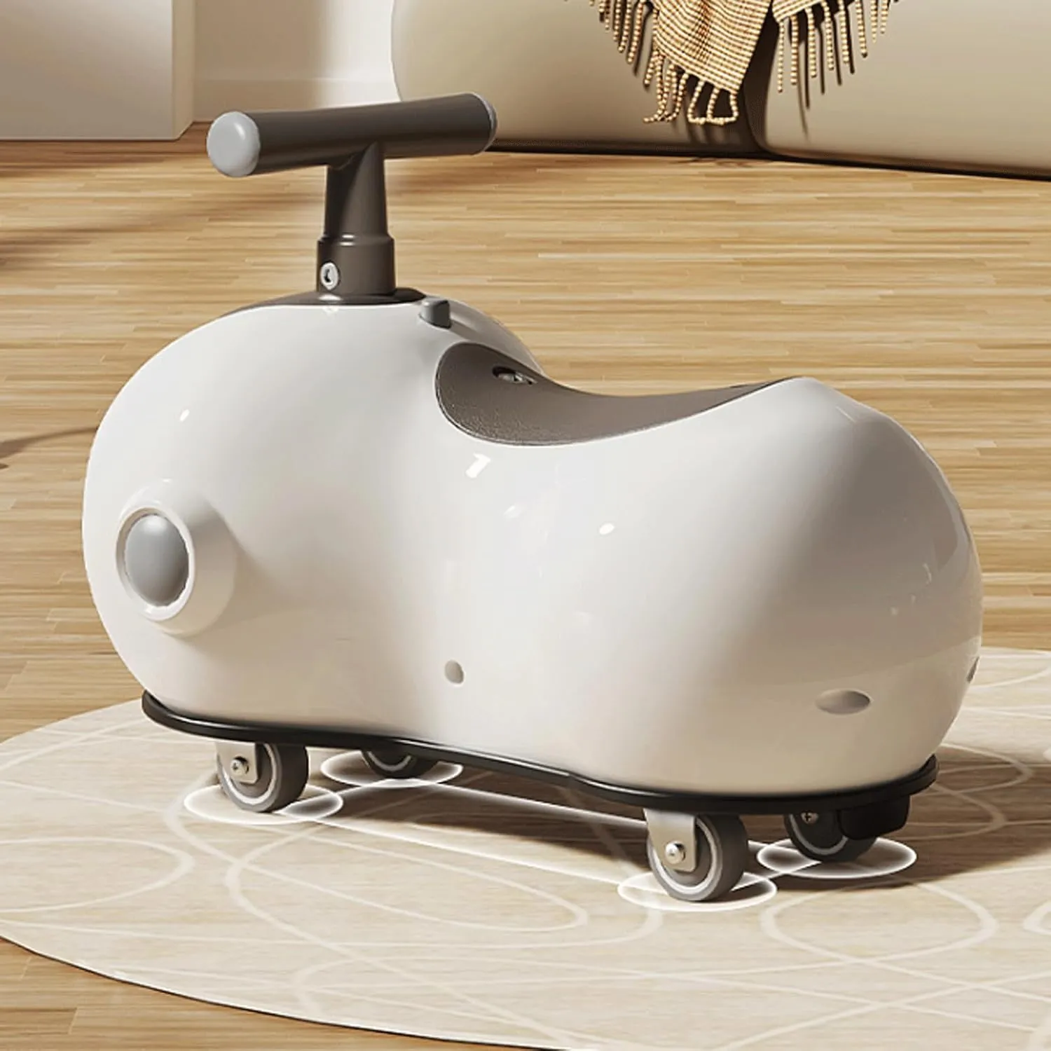 Peanut Shape Wiggle Car Music Light Anti-Rollover Swing Car Swing Silent Flash Wheel Whith Helmet Backpack Age 3 and Up Months