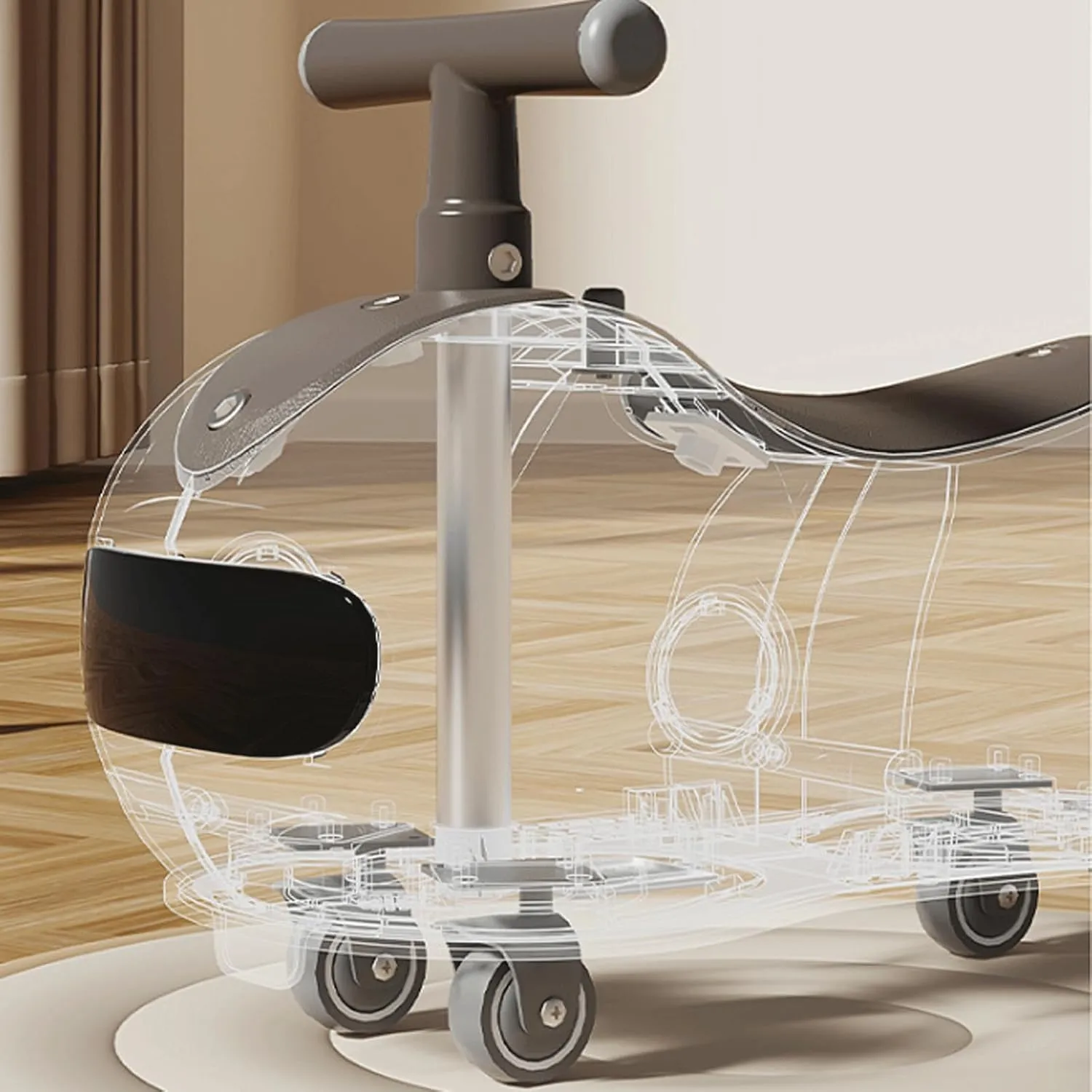 Peanut Shape Wiggle Car Music Light Anti-Rollover Swing Car Swing Silent Flash Wheel Whith Helmet Backpack Age 3 and Up Months