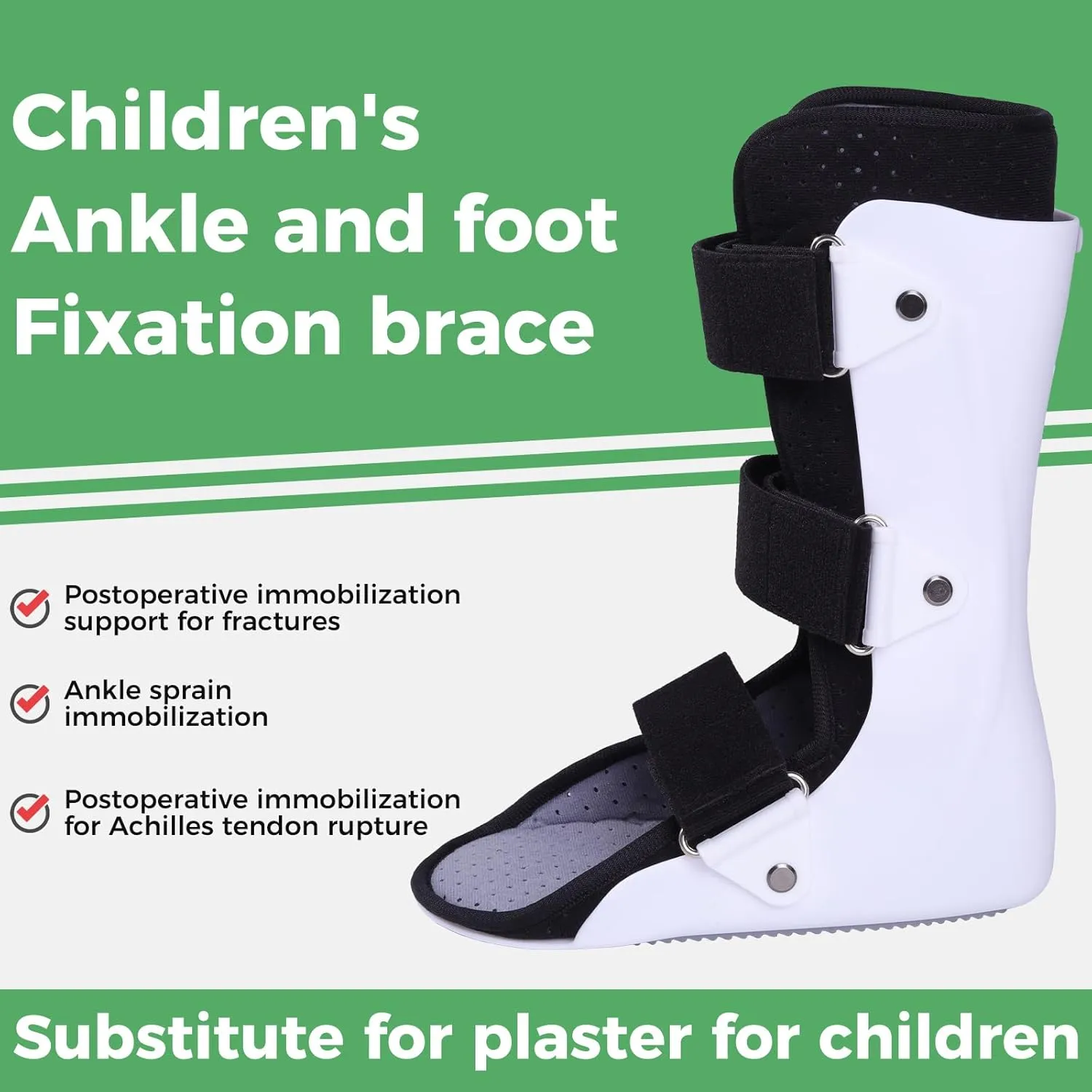Pediatric Walking Boot For Kids,Fracture Boot for Kids, Orthopedic Support Shoe for Youth Ankle Break Injury, Kid's Stress Metatarsal Bone Fracture, Broken Foot or Toe Recovery Cast, Left(M)