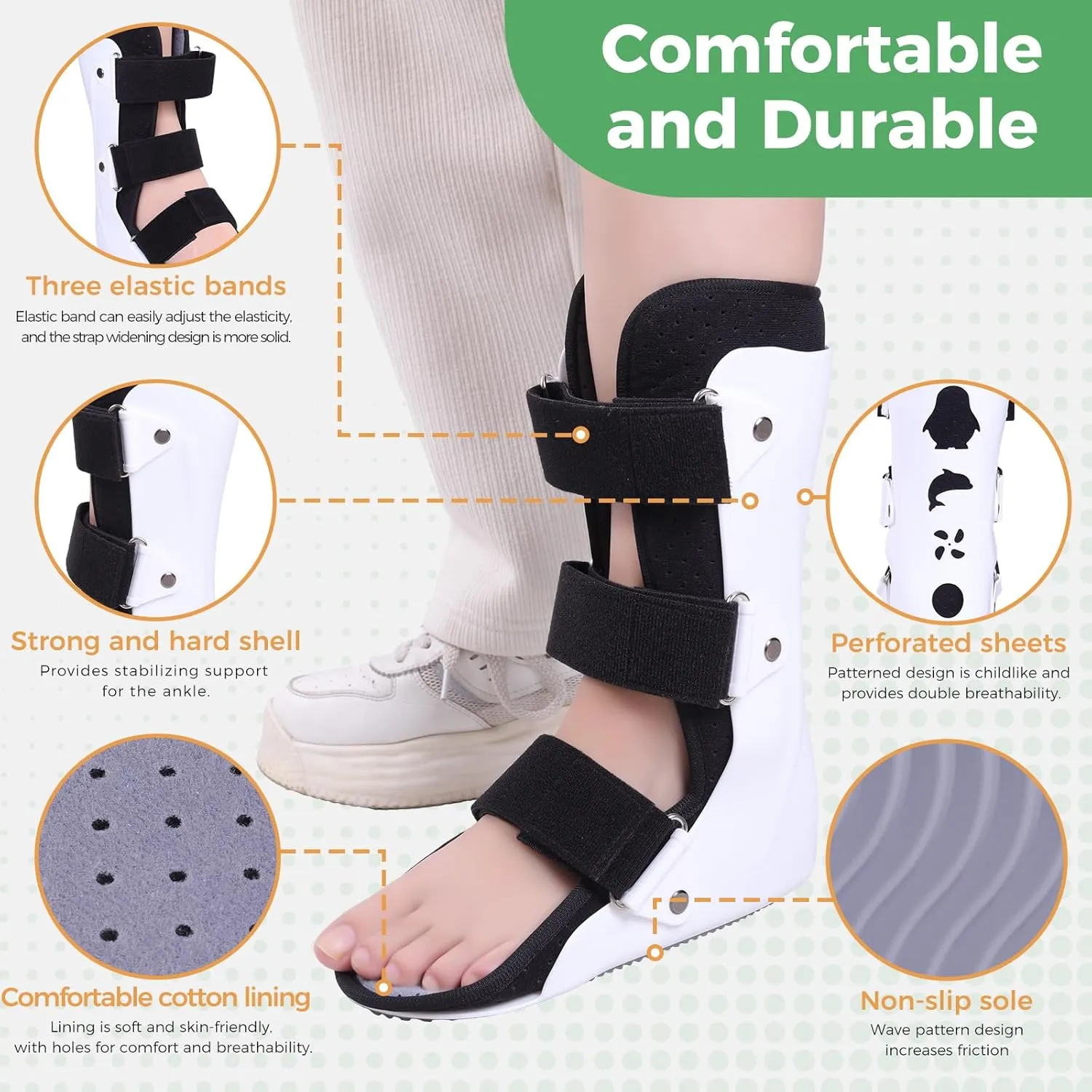Pediatric Walking Boot For Kids,Fracture Boot for Kids, Orthopedic Support Shoe for Youth Ankle Break Injury, Kid's Stress Metatarsal Bone Fracture, Broken Foot or Toe Recovery Cast, Left(M)