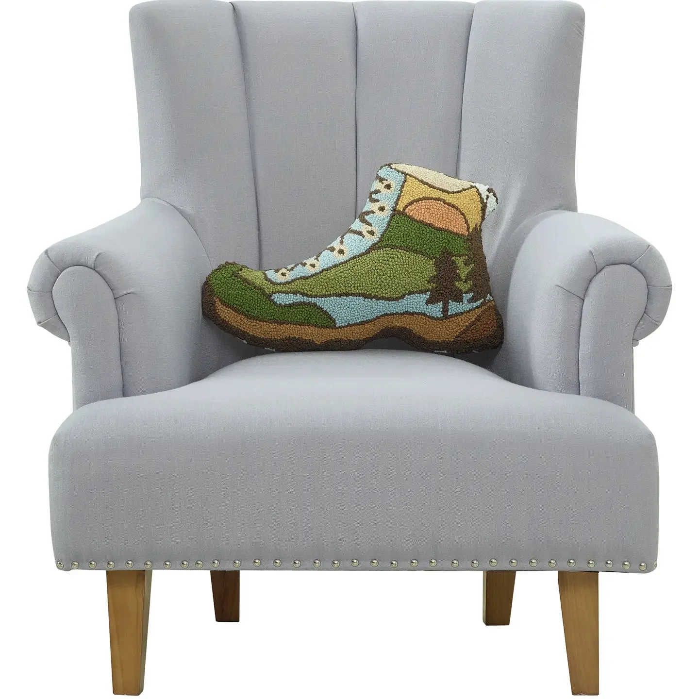 Peking Handicraft Hiking Boot Shaped Wool Hook Cushion 12x18