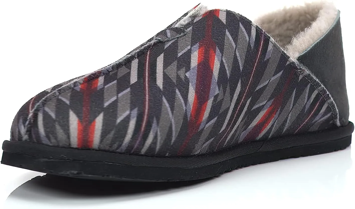 PENDLETON Men's Couch Cruiser Slippers – Double-Face Shearling with Patterned Collapsible Heels and Indoor/Outdoor Sole