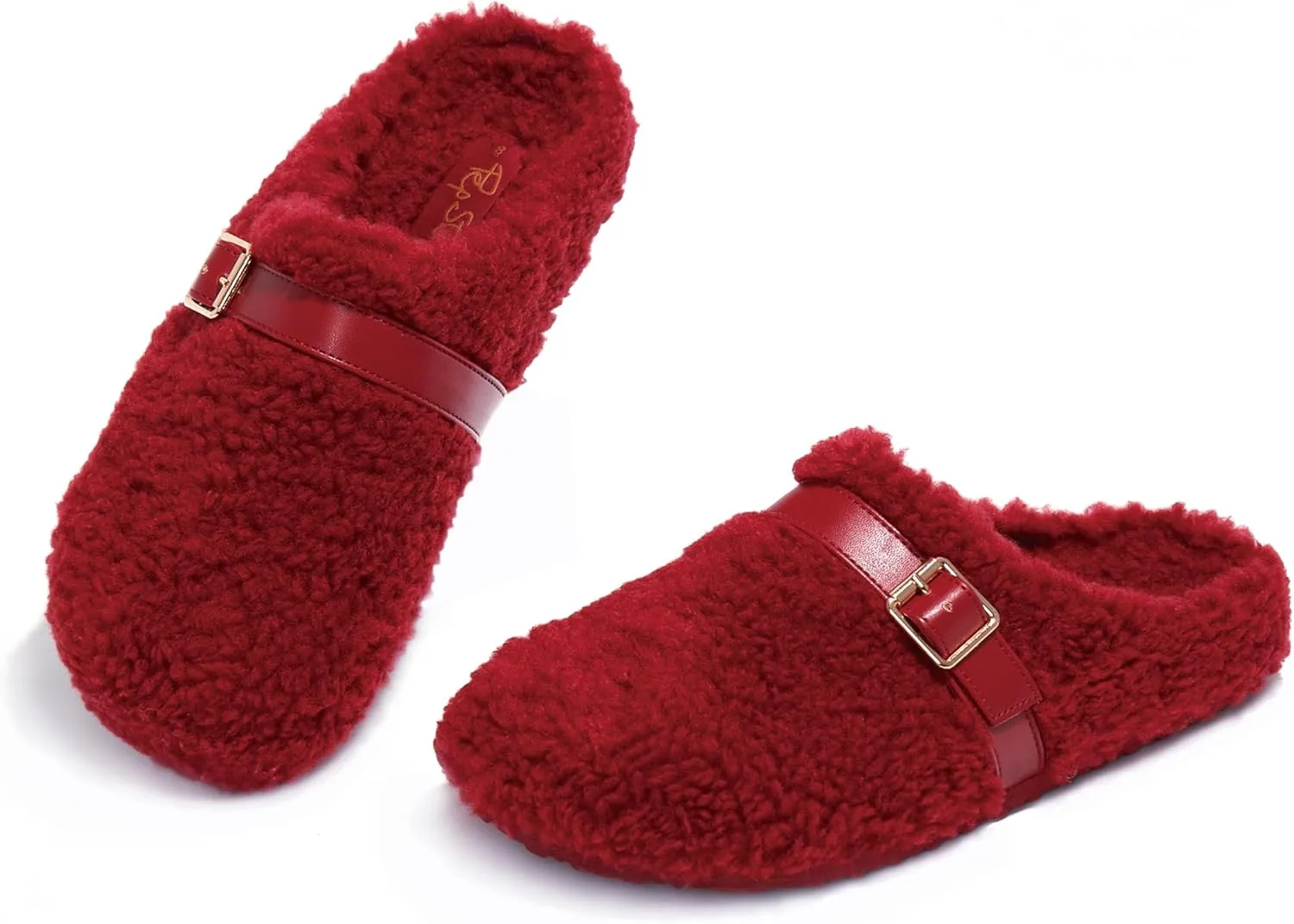 PepStep Womens Suede or Fur Clog Mules - Low Platform Slip On Closed Toe Arch Support Cork Slide Slippers for Ladies