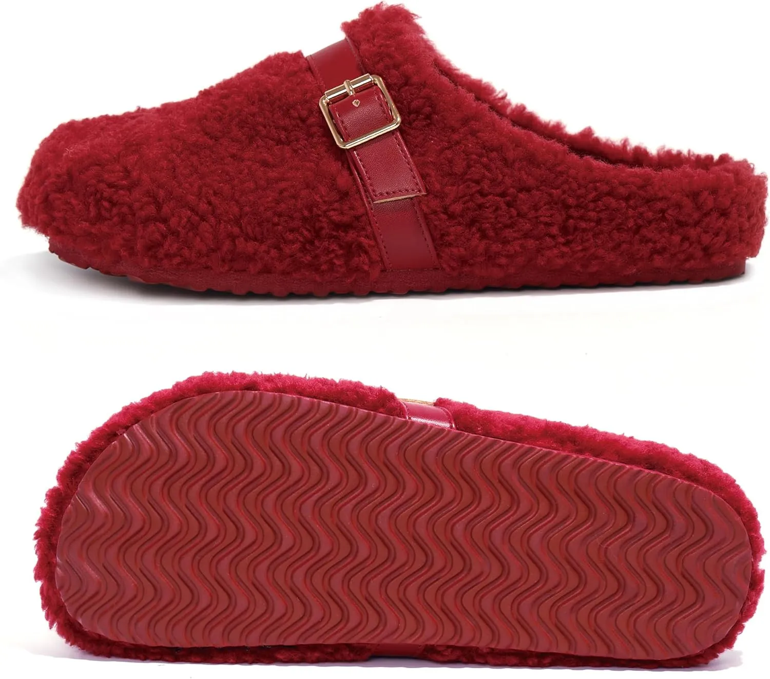 PepStep Womens Suede or Fur Clog Mules - Low Platform Slip On Closed Toe Arch Support Cork Slide Slippers for Ladies