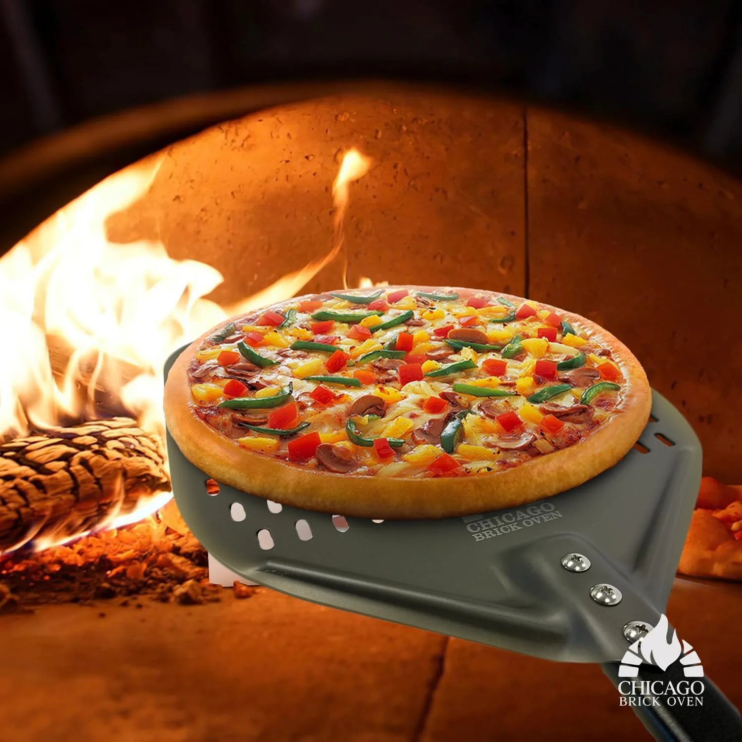 Perforated Pizza Peel - 12"x15" Anodized Aluminum Pizza Steel, 32" Handle, 47" Overall Length - Ideal Pizza Turning Peel for Pizza Oven, Brick Oven, Baking Bread