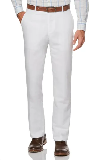 Perry Ellis Men's Linen Blend Dress Pants, Flat Front, Durable Twill, Modern Fit, Breathable & Lightweight