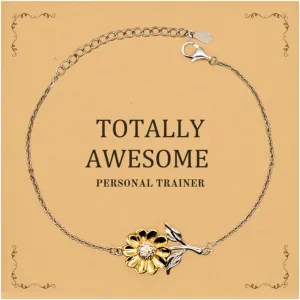 Personal Trainer Sunflower Bracelet - Totally Awesome Gifts for Fitness Enthusiasts, Inspirational Jewelry for Christmas, Birthday, Graduation, and more