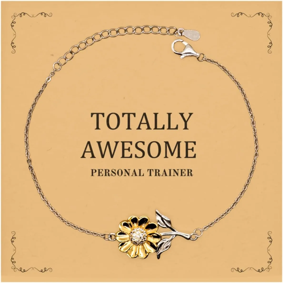 Personal Trainer Sunflower Bracelet - Totally Awesome Gifts for Fitness Enthusiasts, Inspirational Jewelry for Christmas, Birthday, Graduation, and more
