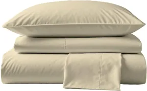 Peru Pima, Queen Size Bed Sheets Set, 4 Piece Bedding, 600 Thread Count, Breathable & Cooling Sheets, Sateen, 100% Peruvian Pima Cotton, Ivory