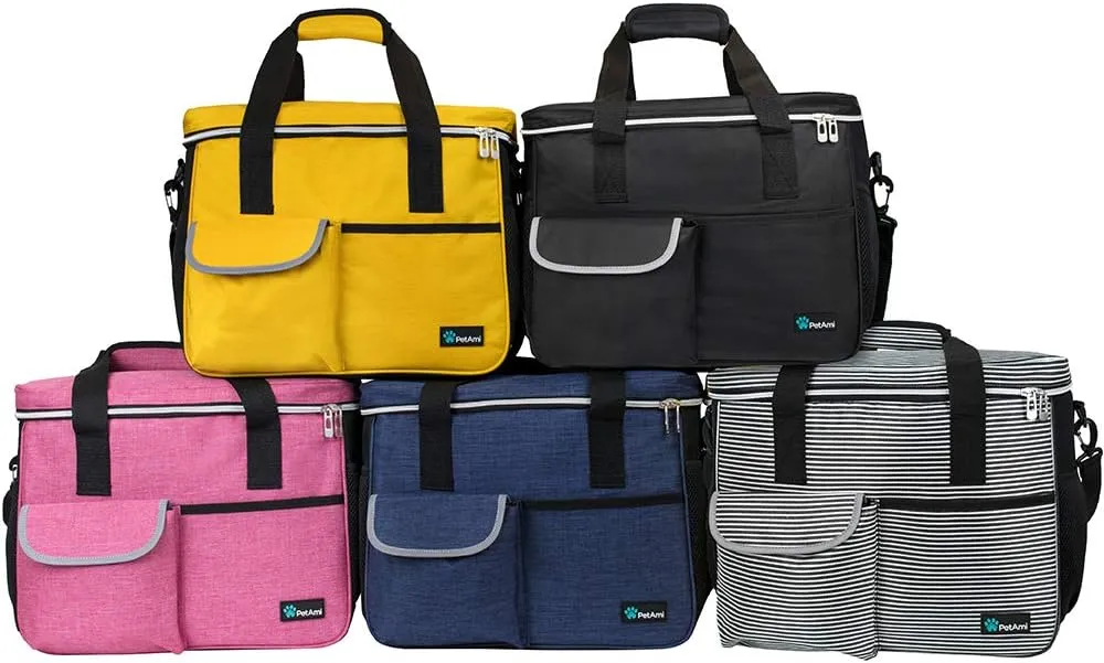PetAmi Travel Bag Organizer - Dog & Cat Diaper Bag with Food Container, Bowls & Accessories for Weekend Camping