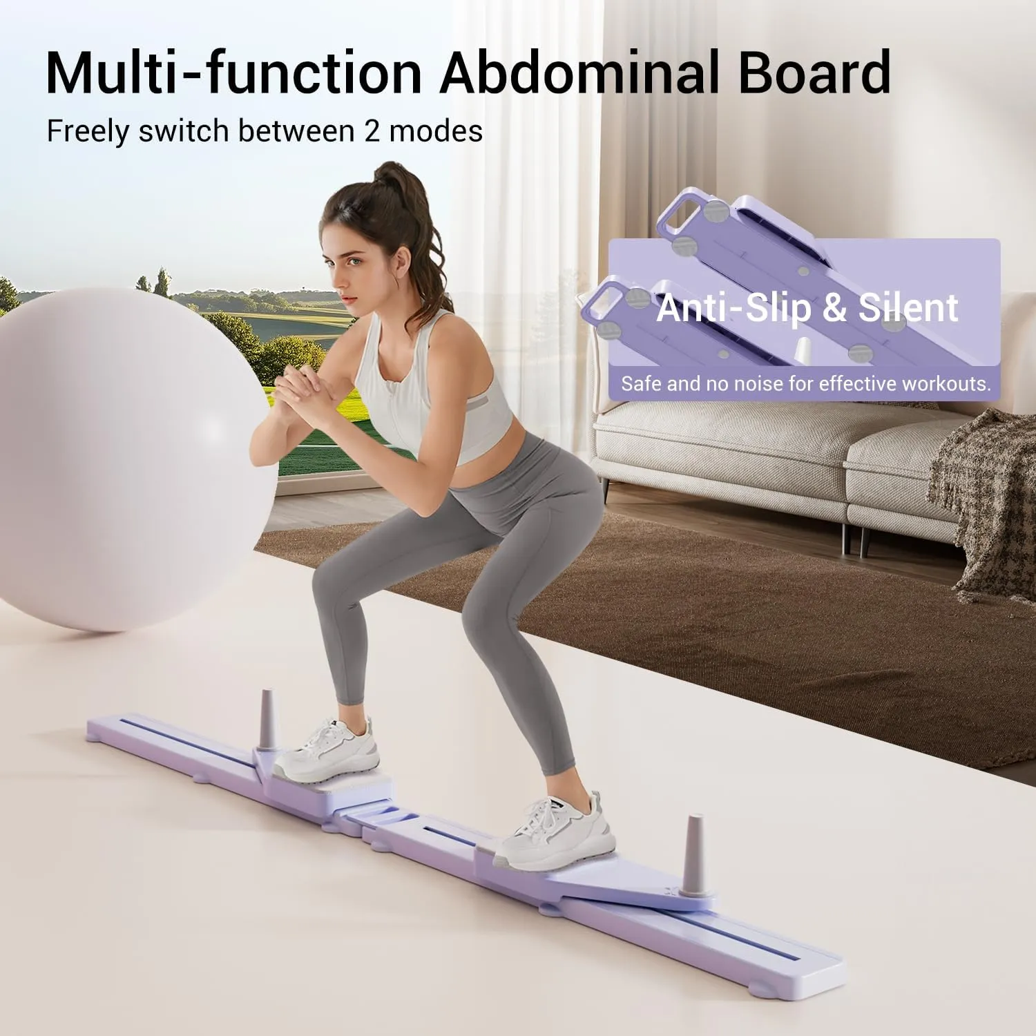 Pilates Board, Multifunctional Abdominal Plate Sets, Detachable Ab Trainer Machine for Home, 6 in 1 Pilates Sliding Board, Foldable Pilates Reformer for Women Core Workouts