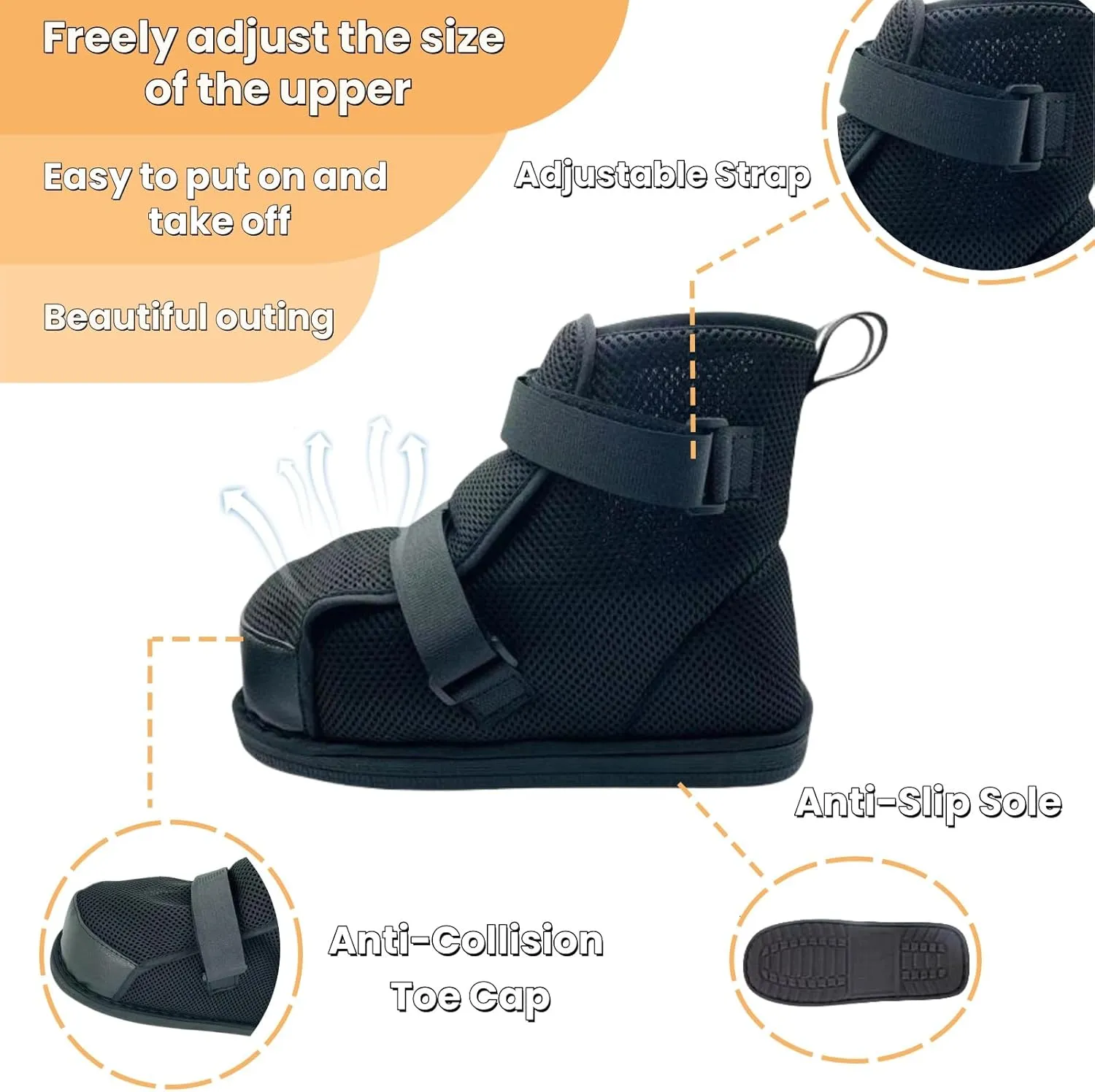 Plaster Protection Shoes,Fracture Shoes,Shoes for Foot Injuries,Postoperative Recovery Plaster Shoe Covers,Adjustable Medical Walking Shoes for Postoperative Use,High Top