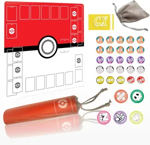 Playmat for Trading Card Game – 2-Player Trainer Mat with 31 Damage Counters and Professional Storage Bag