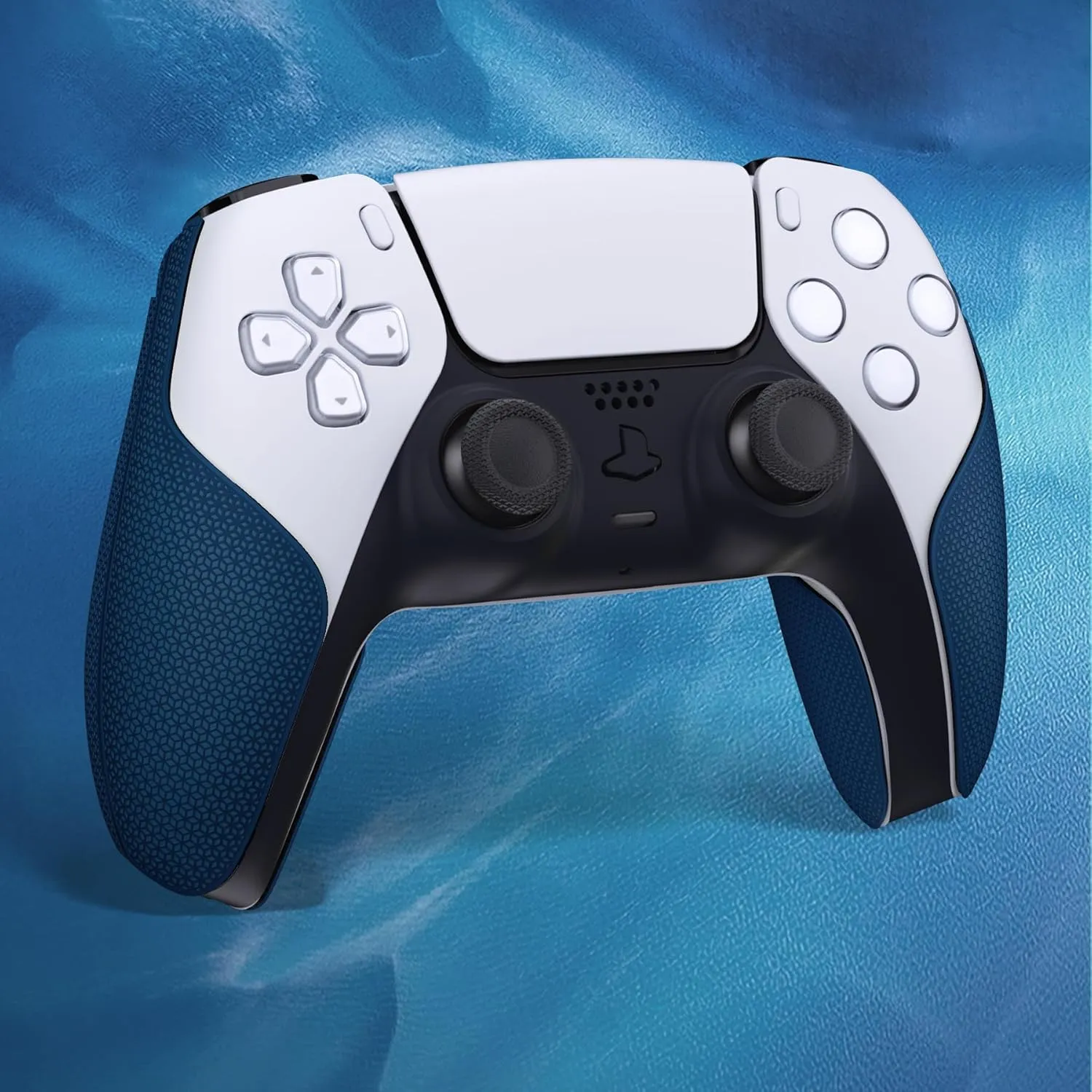 PlayVital Premium Grip for ps5 Wireless Controller, Split Design Anti-Skid Soft Hexagonal Diamond Textures Sweat-Absorbent Handle Grips Protector for ps5 Controller – Klein Blue