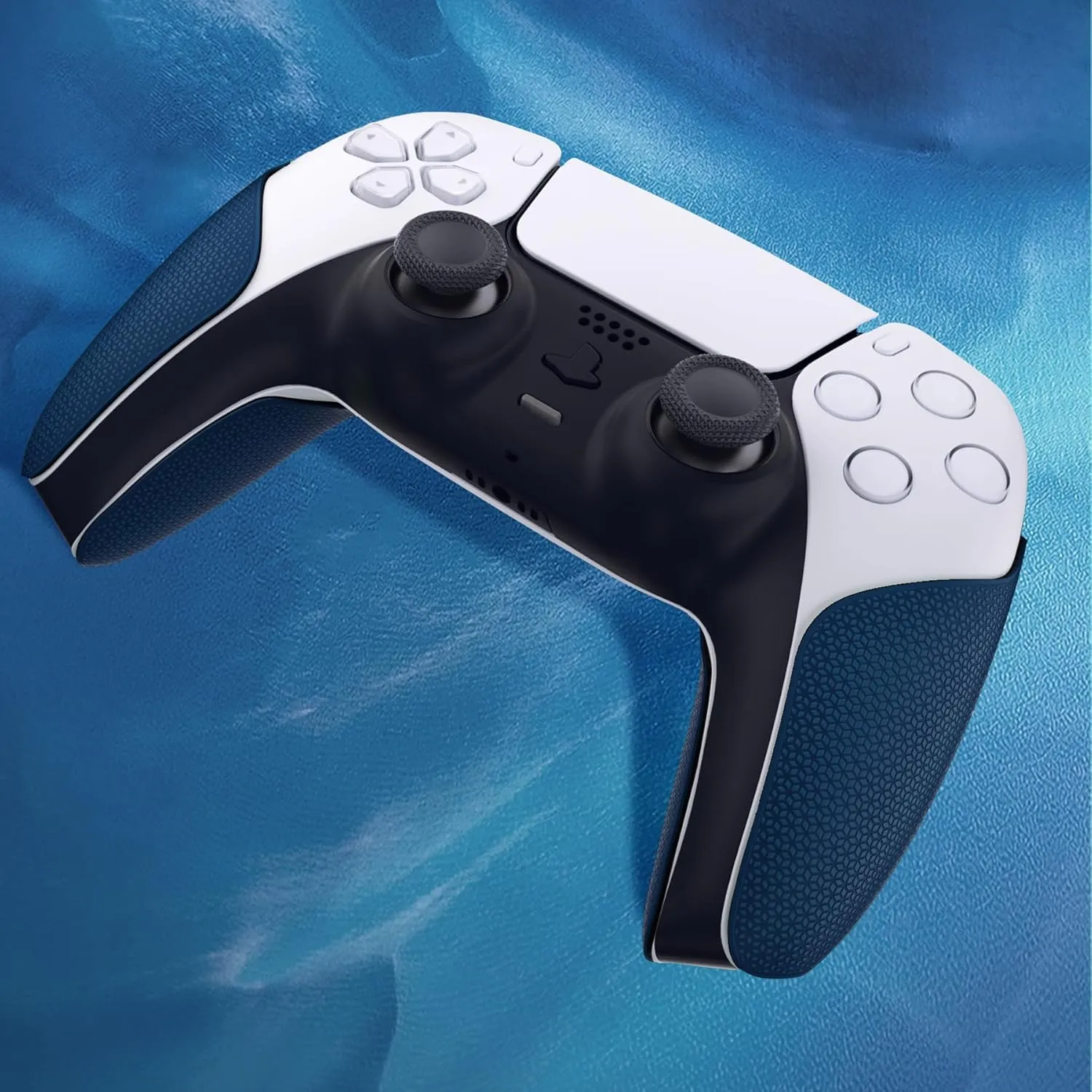 PlayVital Premium Grip for ps5 Wireless Controller, Split Design Anti-Skid Soft Hexagonal Diamond Textures Sweat-Absorbent Handle Grips Protector for ps5 Controller – Klein Blue