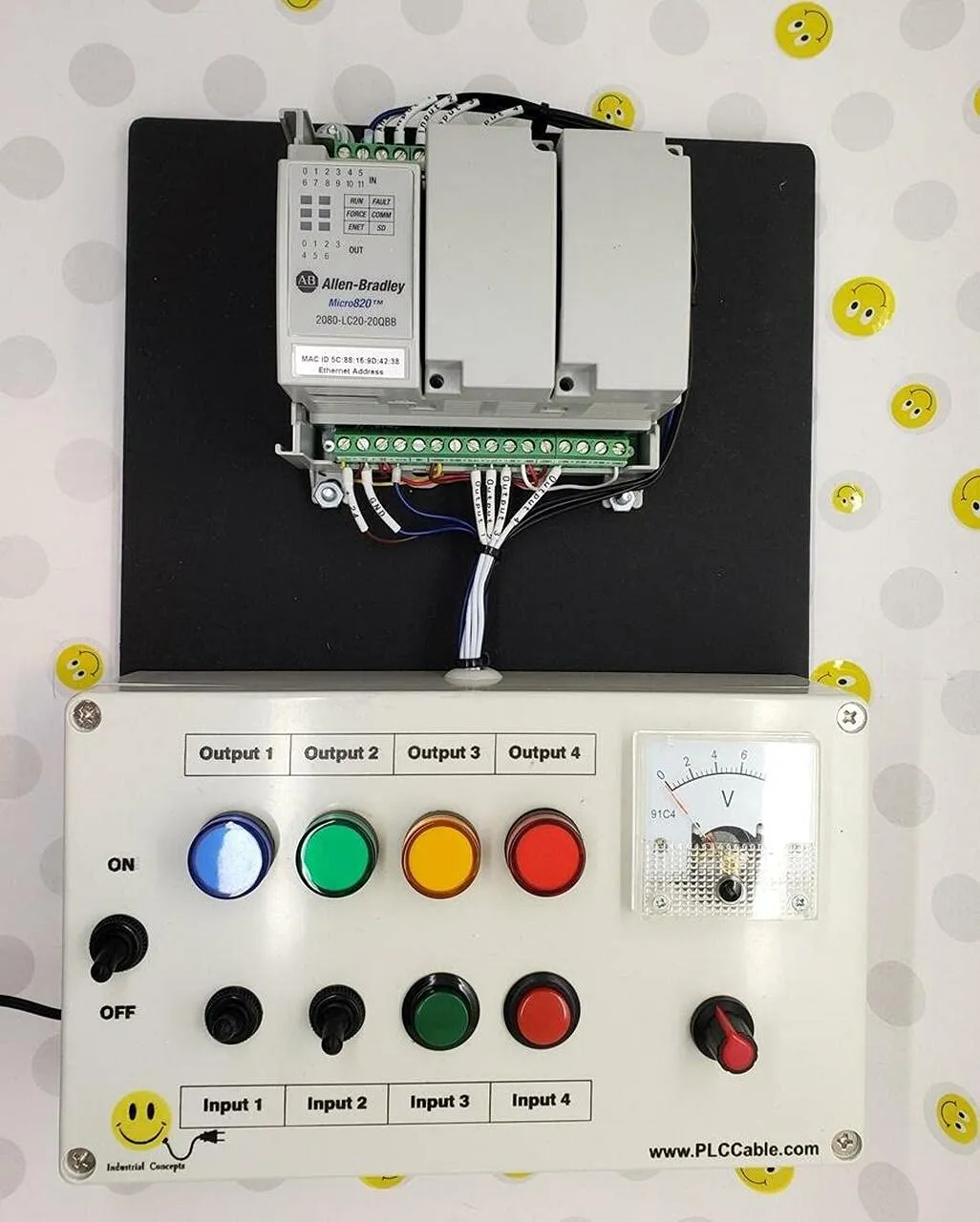PLC Cables, Inc - Allen Bradley Micro820 Analog CCW PLC Trainer Micro800 Training Kit