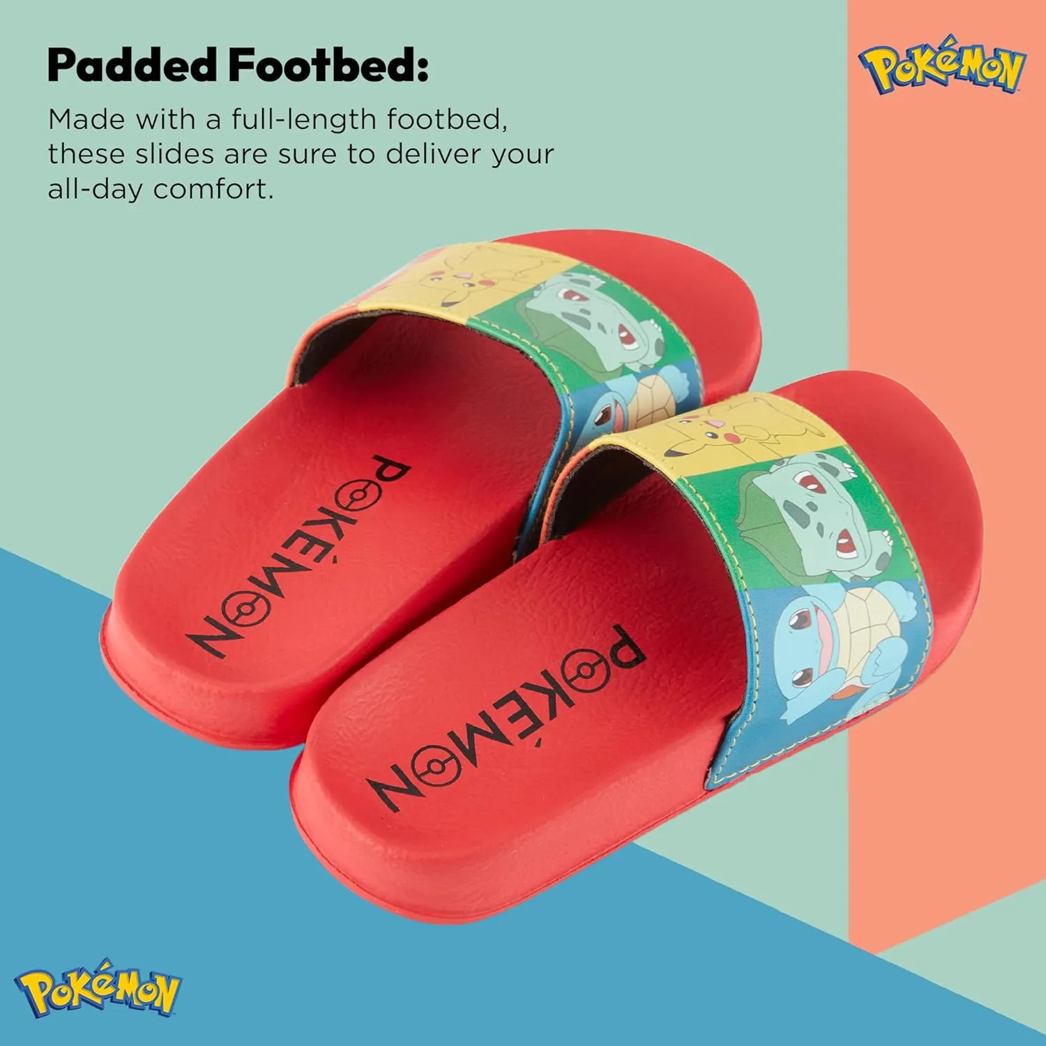 Pokemon Boys Pikachu Slide Sandals Pikachu Shoes - Pikachu, Ash, Charmander, Squirtle, and Bulbasaur Slides
