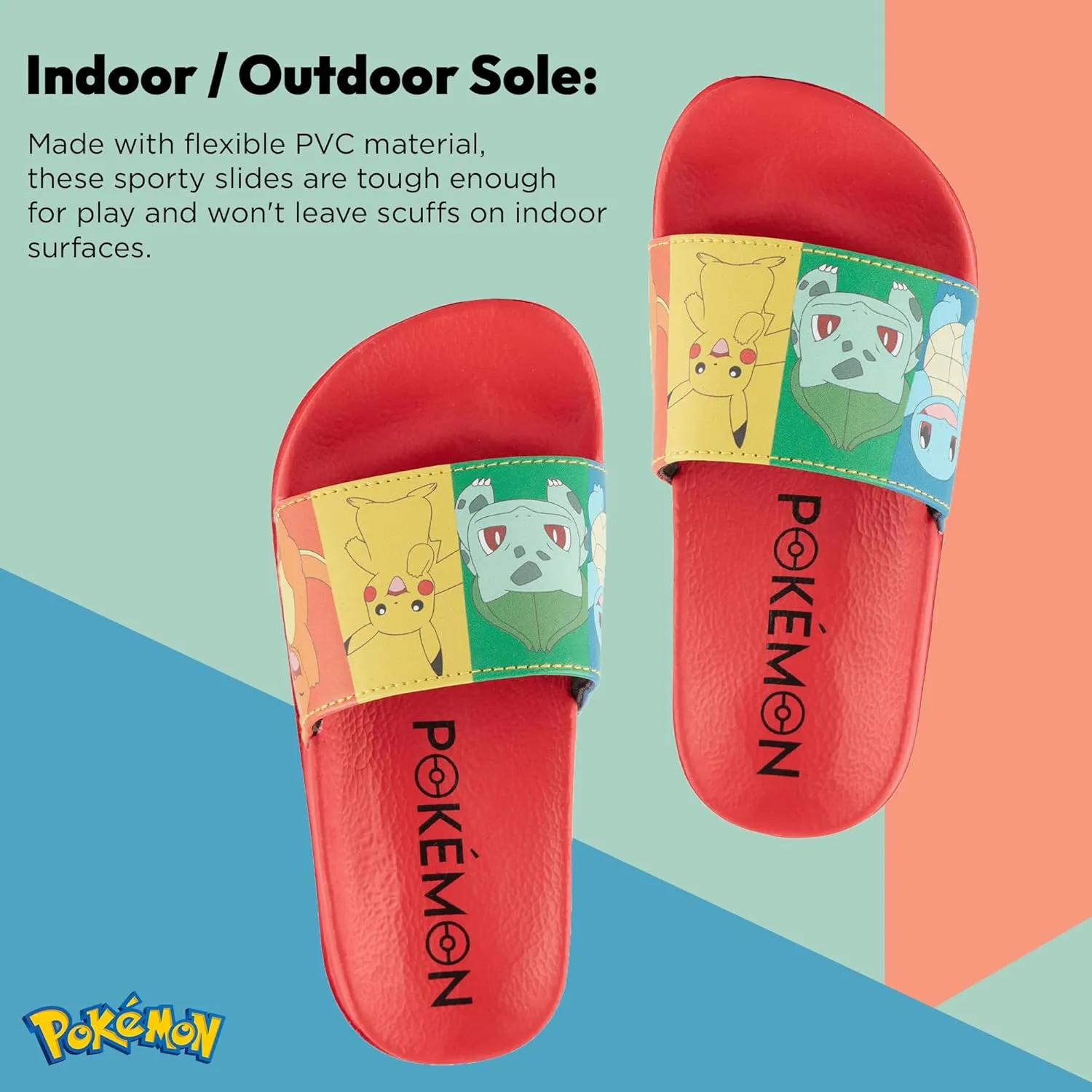 Pokemon Boys Pikachu Slide Sandals Pikachu Shoes - Pikachu, Ash, Charmander, Squirtle, and Bulbasaur Slides