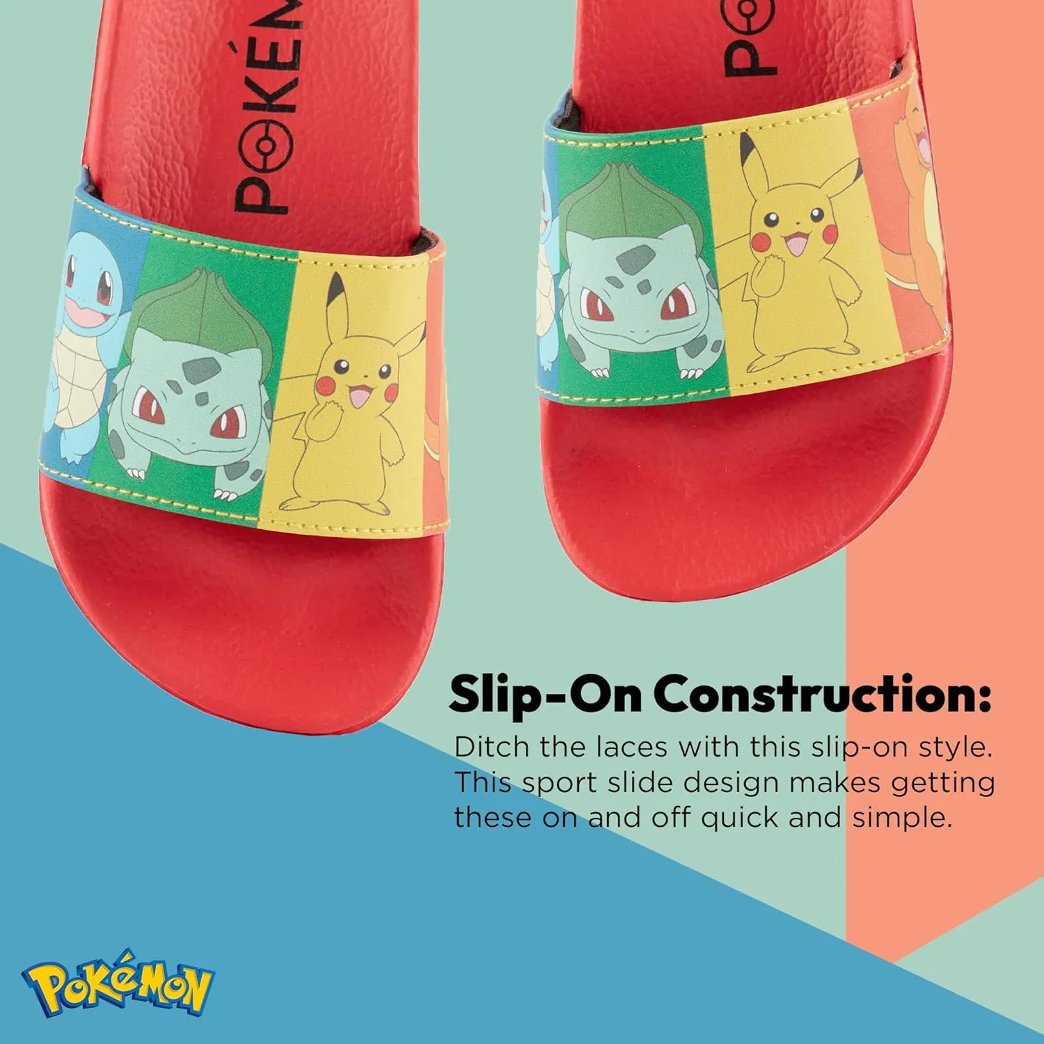 Pokemon Boys Pikachu Slide Sandals Pikachu Shoes - Pikachu, Ash, Charmander, Squirtle, and Bulbasaur Slides
