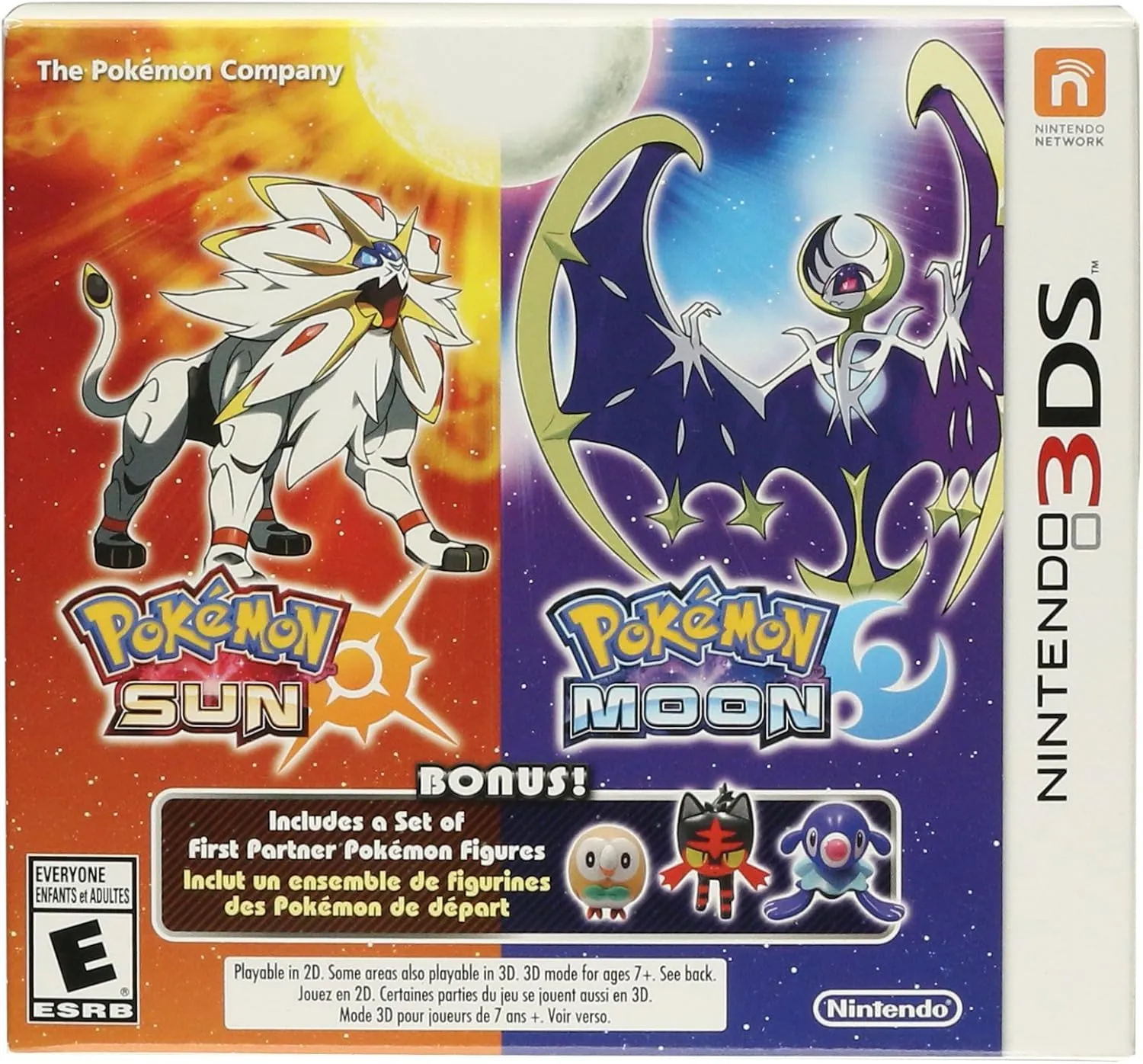 Pokemon Sun and Pokemon Moon Dual Pack - 3 Bonus First Partner Pokemon Figures (Nintendo 3DS)