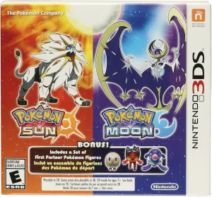 Pokemon Sun and Pokemon Moon Dual Pack - 3 Bonus First Partner Pokemon Figures (Nintendo 3DS)
