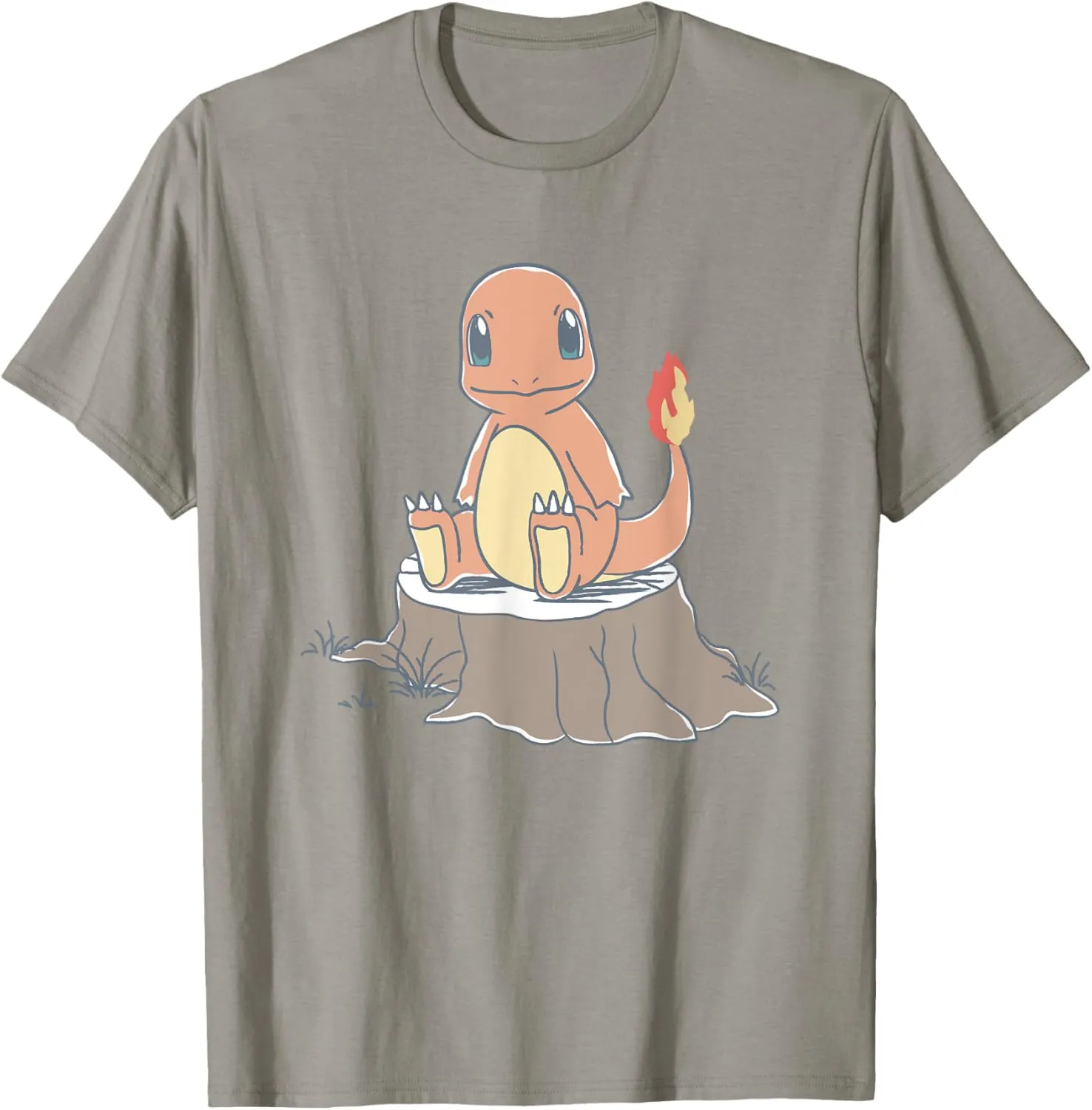 Pokémon Charmander Sitting On Tree Stump Retro Sketch T-Shirt