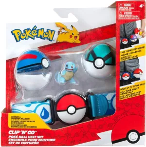 Pokémon PKW3161 Set-2-Inch Squirtle Battle Figure with Clip ‘N’ Go Plus Net Ball Accessories, Schiggy Belt Set