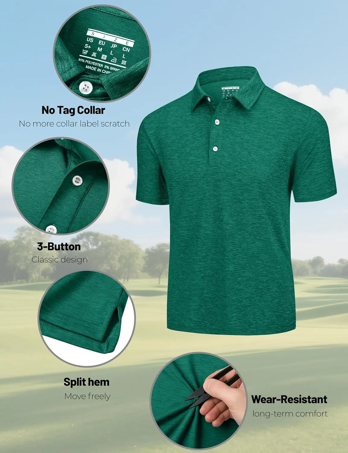Polo Shirts for Men Performance Mens Golf Shirt Dry Fit Collared Polo Shirts Short Sleeve Moisture Wicking